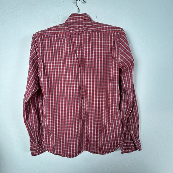 Scotch & Soda Mens Red Plaid Tokyo Toujours Button-Up Long Sleeve Shirt Large - Picture 2 of 8